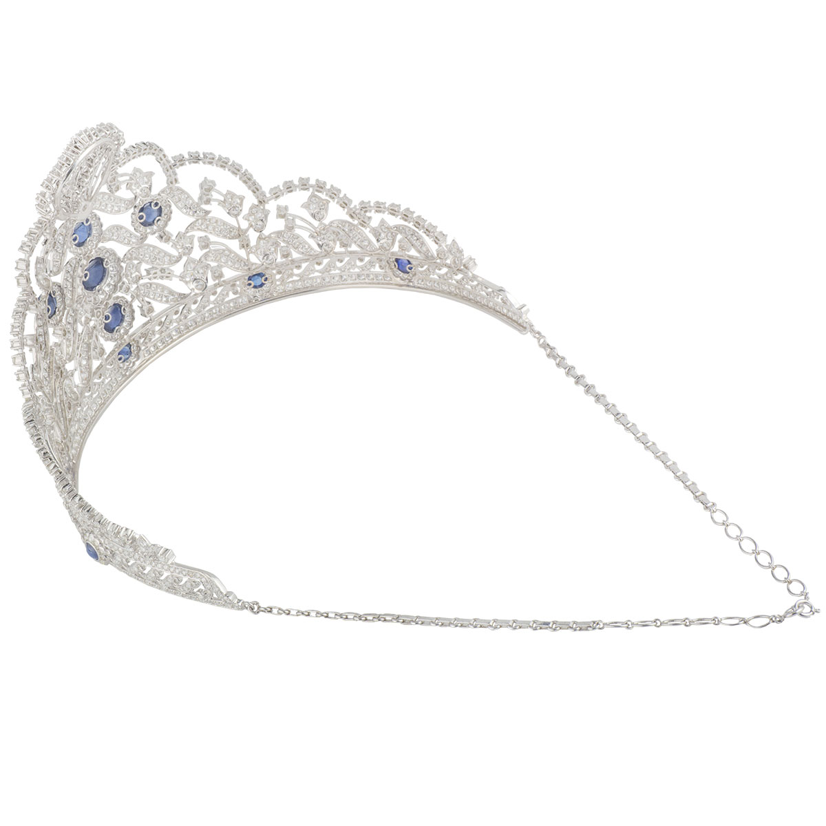 White Gold Diamond and Sapphire Tiara | Rich Diamonds